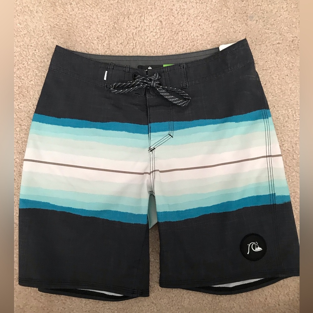 Boys Quiksilver Dark Gray and Blue Swim Shorts